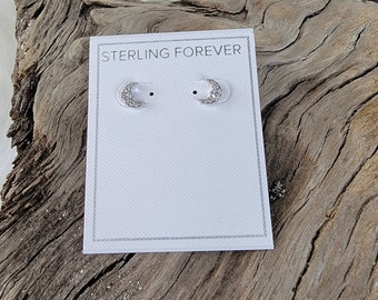 NWT Forever Sterling Crescent Moon Earrings