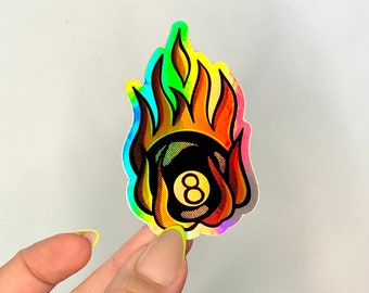 8 Ball Holographic Sticker | American Traditional Tattoo Waterproof Art