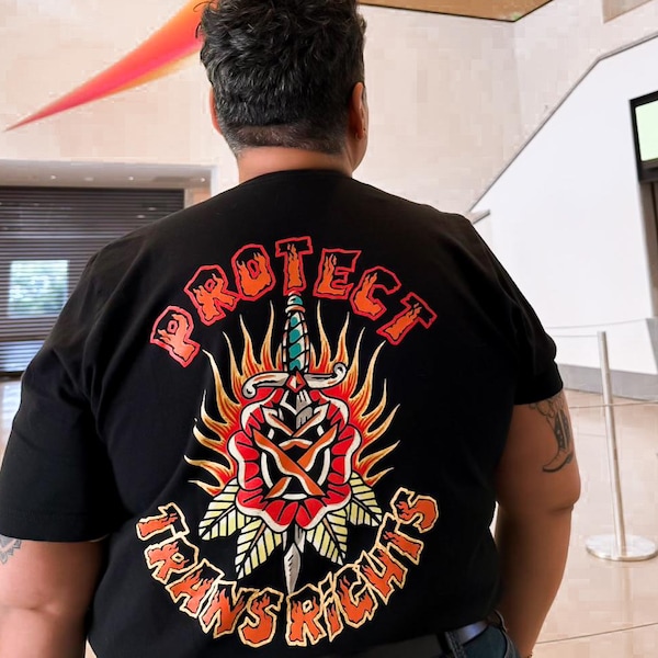 Protect Trans Rights Graphic Tee | American Traditional Tattoo LGBTQIA Ally T-shirt
