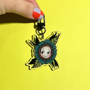 Kewpie Keychain | Kewpie Doll Flower | American Traditional Flash Accessories | Cowboy Kewpie | Cute Charm for lovers of Kewpies |
