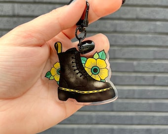 Doc Boot Keychain | American Traditional Flash Accessories | Alternative / Goth Charm | Purse Charm or Keychain |