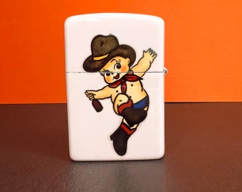 Traditional Kewpie Cowboy Flip Top Lighter | Tattoo Flash Zippo Lighter | Collectible | Kewpie Doll aesthetic |