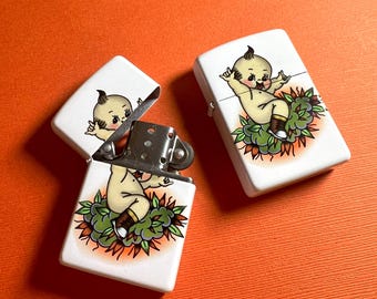 Traditional Stoner Kewpie Flip Top Lighter | Tattoo Flash Zippo Lighter | 420 Kewpie Doll | Collectible Lighter |