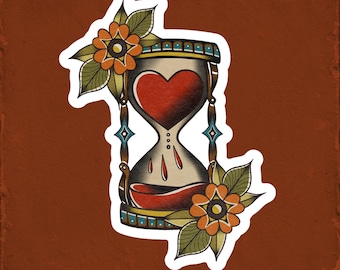 American Traditional Hourglass + Sticker | Tattoo Matte weatherproof & waterproof | Alternative Laptop Decal |