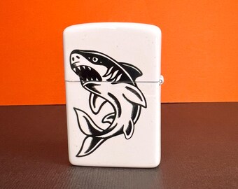 Traditional Shark Flip Top Lighter | Tattoo Flash Zippo Lighter | Gift for him | Groomsmen Gift | American Traditional Tattoo Inspired |
