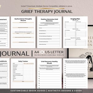 Grief Therapy Journal, Digital Healing and Reflection Journal, Coping With Loss Guided Prompts, PDF and GoodNotes Download
