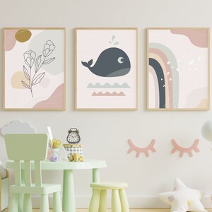 Boho Set of 3 Prints, Nordic Nursery Decor, Nursery Print, Kids Room Wall Art, Art Print, Rainbow Print, Set of 3 Kids Room Prints