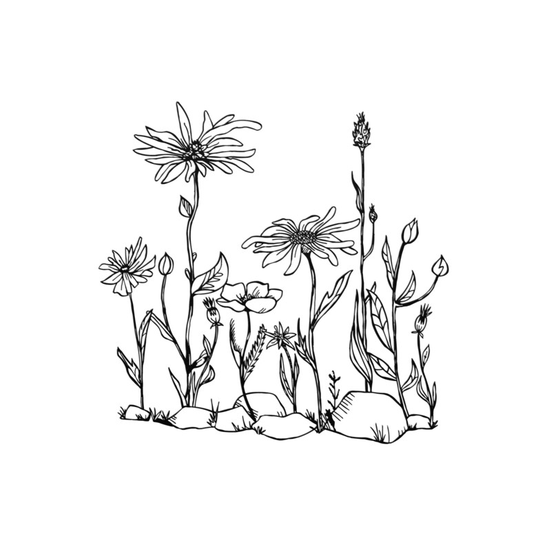 Wildflowers Meadow Wall Art Hippie Flower Power Art Rustic Etsy