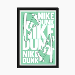 Sneakerhead Nike Dunk wysokie trampki jasnozielone d i biały plakat POBIERANIE CYFROWE