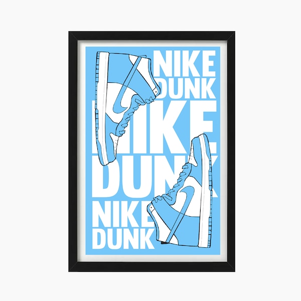 Sneakerhead Nike Dunk hoge top sneakers lichtblauwe poster DIGITAAL DOWNLOADEN