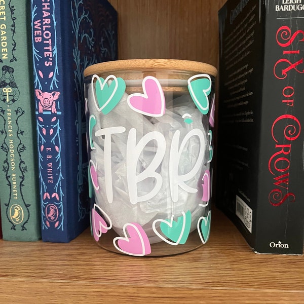 TBR Jar- Hearts// Bookshelf Decor, Booklover gift, reader gift