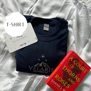 T-shirt - Velaris Embroidered // Acotar,Bookish,Bookish Gifts,Sarah J Maas,Acotar Merch,Bookish Merch,Velaris Sweatshirt,Embroidered Jumper