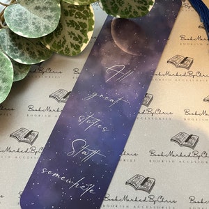 Night Sky Bookmark// Bookworm gift, Bookish Accessory, Gifts for bookworms, reader gifts, all great stories start somewhere