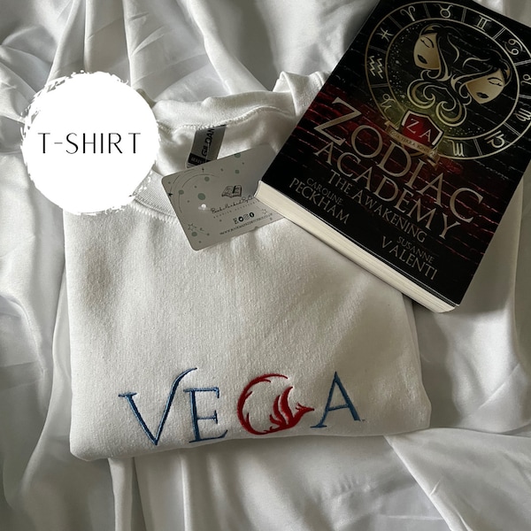 T-Shirt - Vega Embroidered tshirt// Zodiac Academy,Embroidered Jumper,Bookish Gift,Bookish Gifts,Literary Gifts,Dark Academia,Romance Book