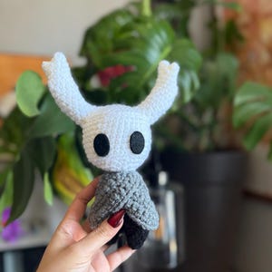 Handmade Crocheted Hollow Knight Inspired Plushie of The Knight