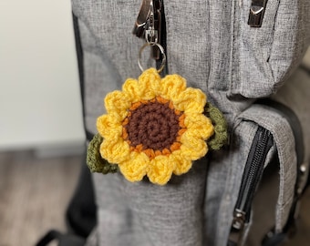 Handmade Crocheted Sunflower Keychain
