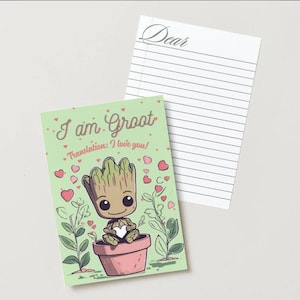Cartão postal do Dia dos Namorados do bebê Groot - Eu sou Groot, eu te amo!