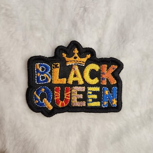 Black Queen, Iron On Patch, Sew On Patch, Embroidered Patch, Great for Jackets, Denim, Hoodies & Bags, Cute Patches, Black Joye