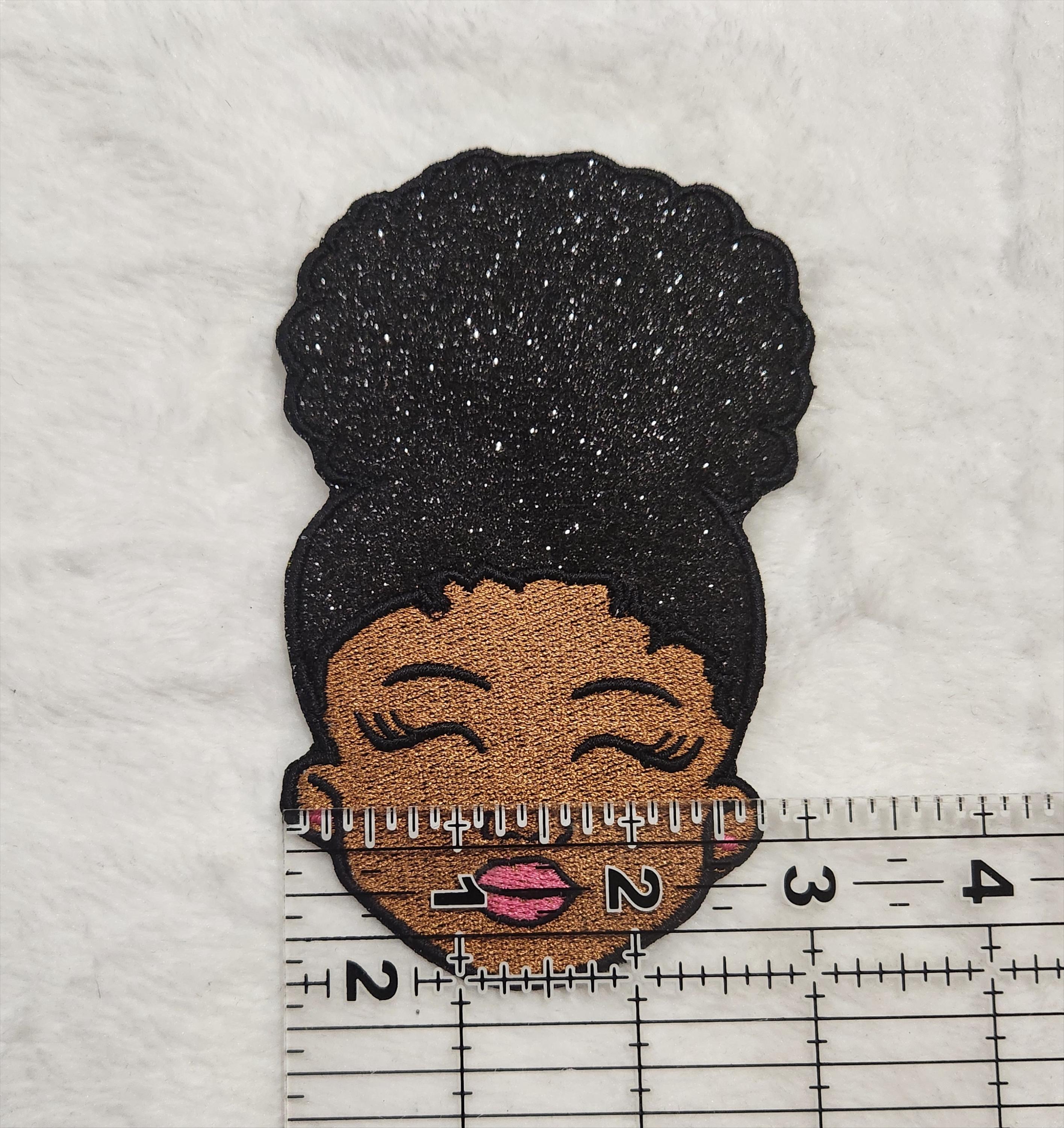 Black Girl Iron on Patch, Embroidered Afro Puff Patch, Black Girl Magic ...
