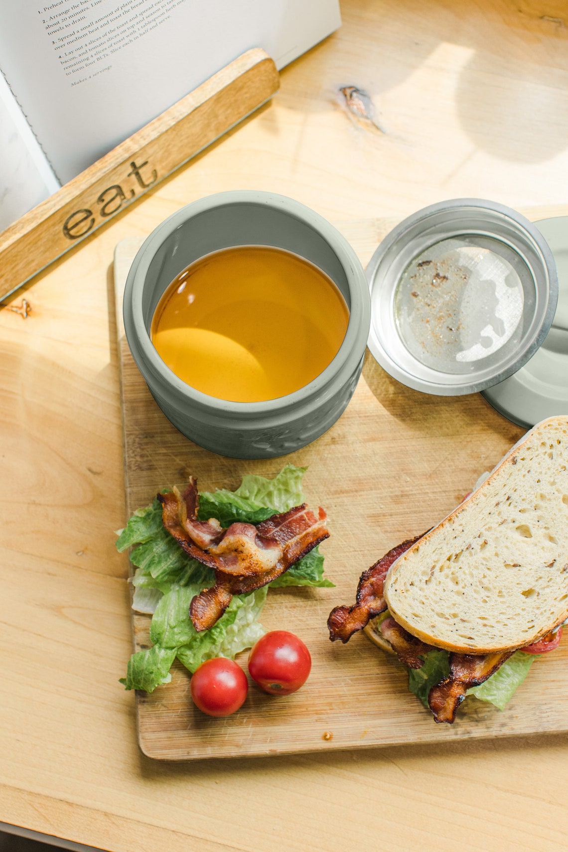 Ceramic Bacon Grease Container With Strainer Stone Sage Etsy