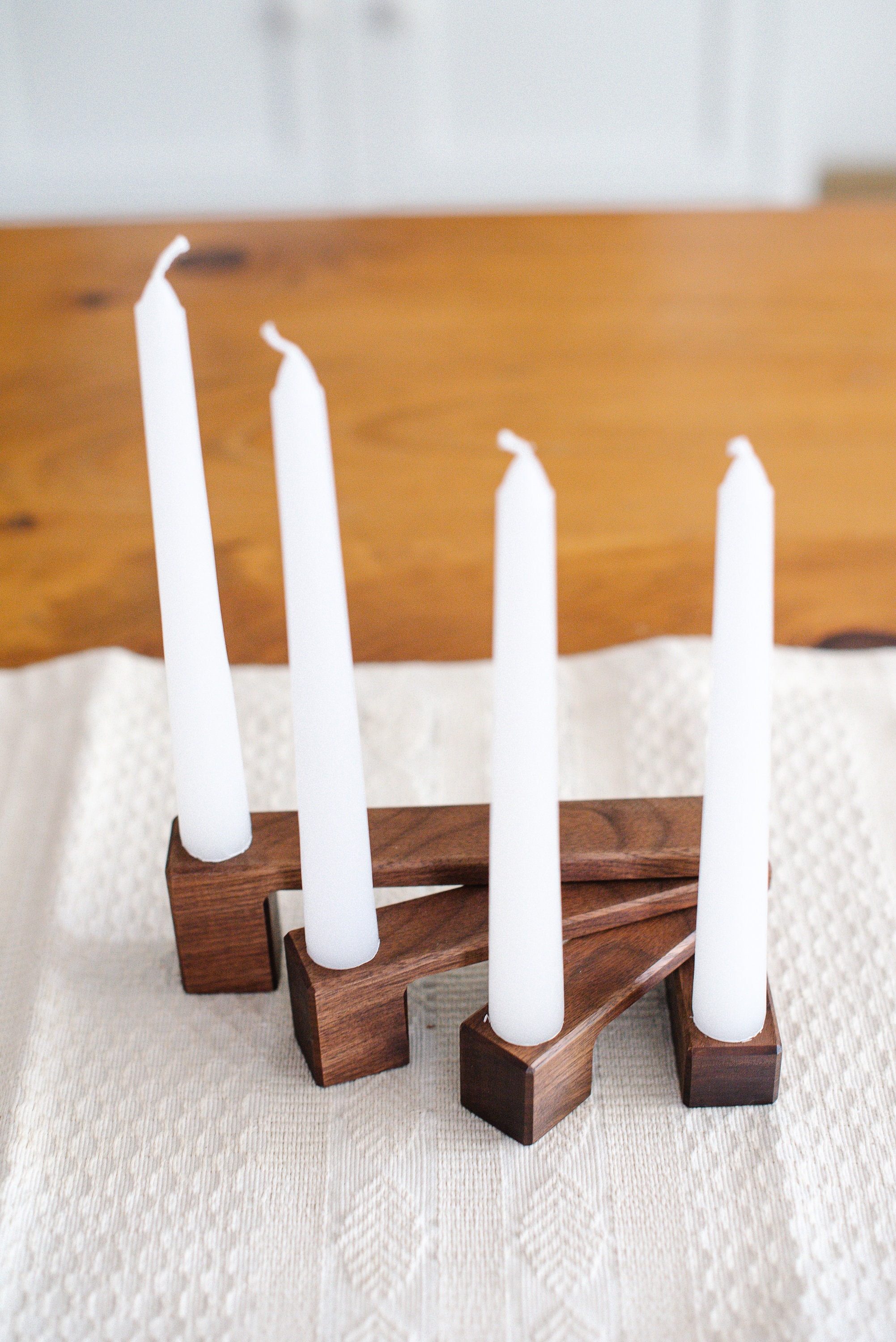Black Walnut Wood Candle Holder, Mantle or Table Centerpiece Decor