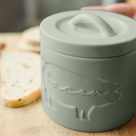 Ceramic Bacon Grease Container With Strainer Etsy