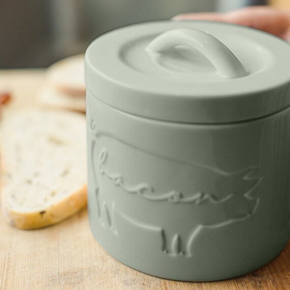 Ceramic Bacon Grease Container With Strainer 