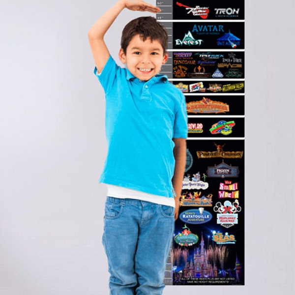 Disney World Ride Height Requirements Poster and Growth Chart Waterproof & Tear Resistant FREE SHIPPING!!!