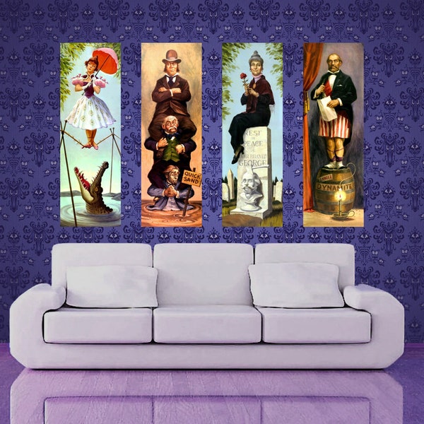 Set of 4 - 12" x 36" Posters from The Stretching Room in The Haunted Mansion from Disney World & Disneyland
