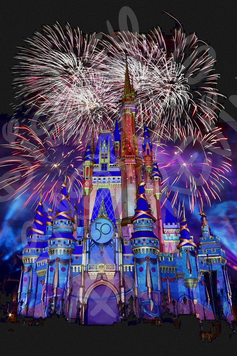 Disney World's 50th Anniversary Castle Available in - Etsy