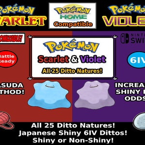 Ditto 6 IV Shiny Japanese Any NATURES ITEMS Pokemon Scarlet