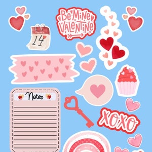 Valentine Sticker Set -  Bullet Journaling - Scrapbook Stickers - BUJO - Valentine Journal Stickers