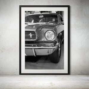 Schwarz weiss Fotografie von 1966 Ford mustang Shelby Got350 - Oldtimer Wand Kunst, Vintage Muskel-Car Fotografie, Automobiles Wohndekor