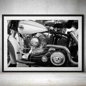 1958 Harley-Davidson FL Duo-Glide Black & White Print – Vintage Motorcycle Wall Art, Classic Harley Print, Biker Decor, Motorcycle Art
