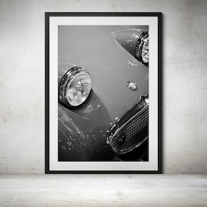 1960 Austin Healey Bugeye Sprite - Black and White Print, Classic British Sports Car Wall Art, Vintage Car Photography, Automotive Art