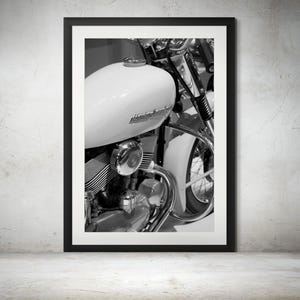 1954 Harley-Davidson KH Czarno-biały wydruk – Vintage Motocykl Ścienny Sztuka, Klasyczny Harley Wydruk, Wystrój Motocyklowy, Plakat Retro Motocykl