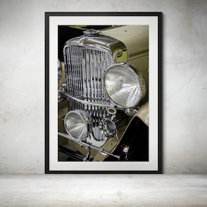 1929 Duesenberg Model J Close_Up Color Print of Front End and Grill - Classic Car Print, Automotive Art, Vintage Car Decor