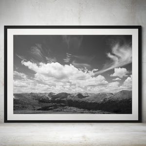 Gore Range at Rocky Mountain National Park - Black and White Print, Gore Range off Trail Ridge Road, Rocky Mountain Photography, Colorado