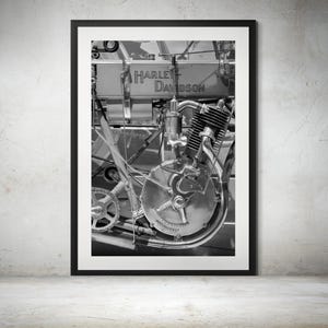 Harley Davidson Photo – Black and White 1907 Model 3, Vintage Motorcycle Art, Classic Harley Davidson Decor and Gift for Collectors