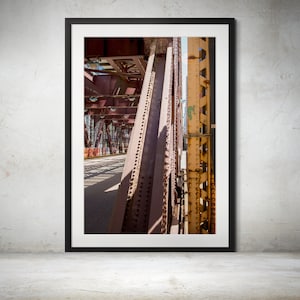 Chicago River Lake Street Bridge Steelwork Detail – Urban Architecture Photography, Downtown Chicago Wall Art, Iconic Landmarks Decor