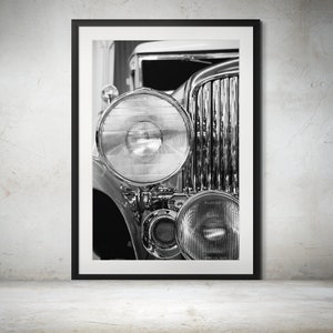 1929 Duesenberg Model J Close_Up Color Print of Front End and Grill - Classic Car Print, Automotive Art, Vintage Car Decor