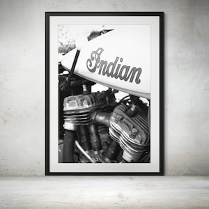 1934 Indian Sport Scout Black and White Photograph Print - Vintage Motorcycles,  Motorcycle Wall Art Decor, Indian Motorcycle Art