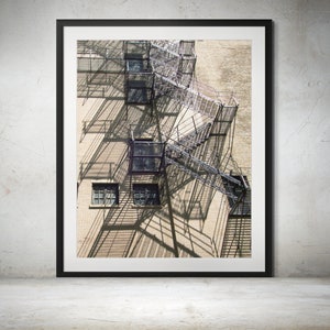 Chicago Theater Fire Escape Photography Print – Urban Wall Art, Architectural Cityscape Decor, Chicago Architecture Art, Chicago Photography