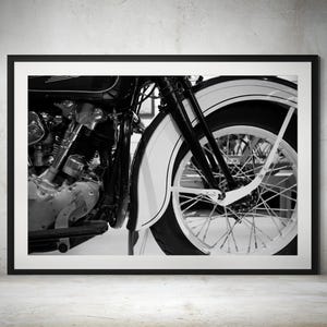 1936 Harley-Davidson EL Knucklehead Black and White Print, Vintage Motorcycle Wall Art, Vintage Motorcycle Print, Garage Wall Art, Biker Art