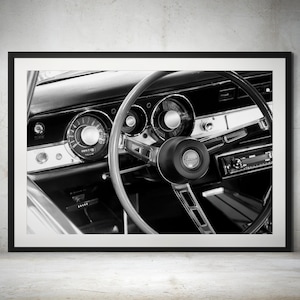 1969 Plymouth Barracuda Dashboard Print – Vintage Muscle Car Interior, Classic Mopar Design, Retro Automotive Art, Muscle Car Decor