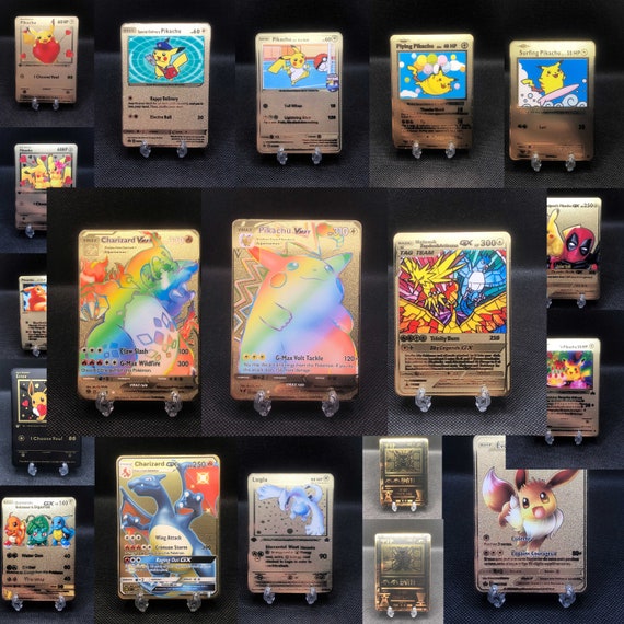 Gold Plated Pokemon Cards Pikachu Motifs GIANT SELECTION Love Etsy UK