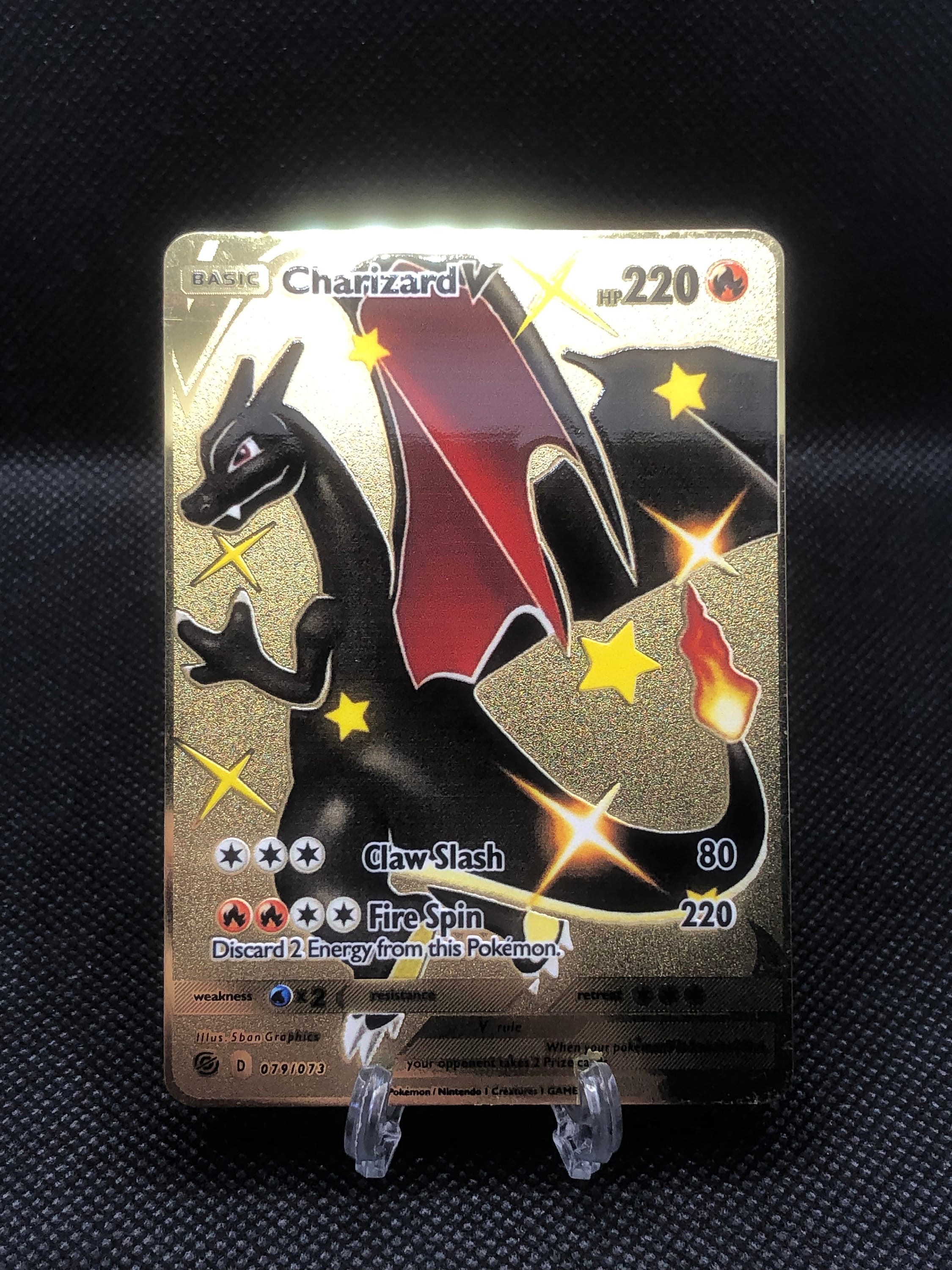 Gold Plated Pokemon Cards Glurak Charizard VMAX GX V Shiny Etsy Ireland