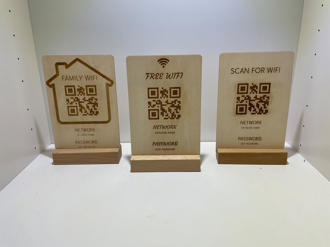 Personalizable Wifi QR Code on Wood Scan and Connect Wifi Access ...