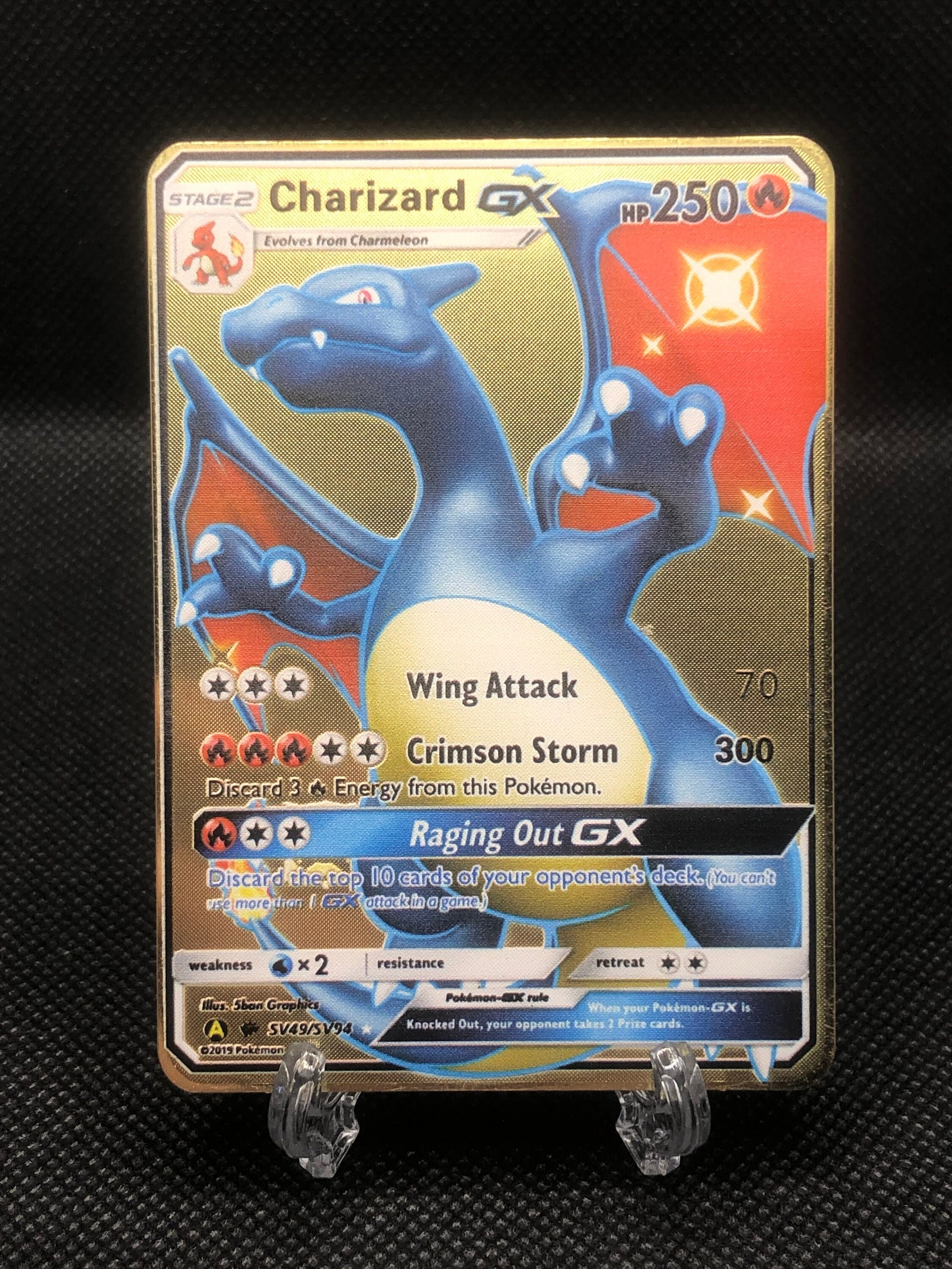 Gold Plated Pokemon Cards Shiny Glurak GX Gold Metal Etsy Ireland