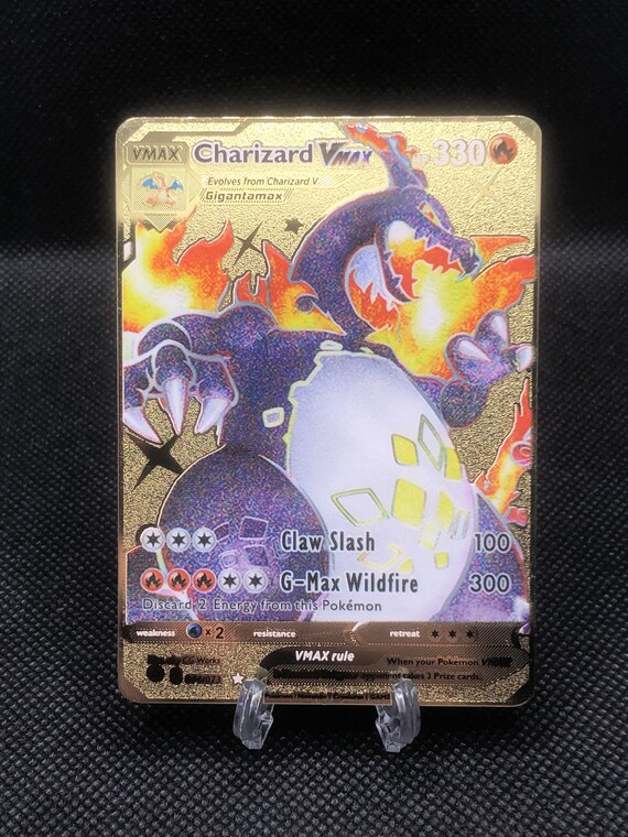 Gold Plated Pokemon Cards Shiny Glurak VMAX Gold Metal Etsy Ireland